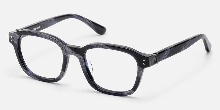 Rainier - Dark Blue Horn Zipper Square Glasses | Vooglam