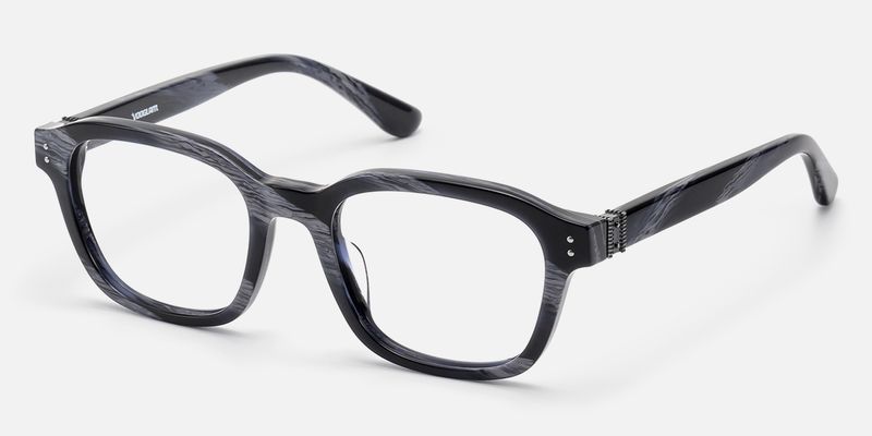 Rainier - Dark Blue Horn Zipper Square Glasses | Vooglam