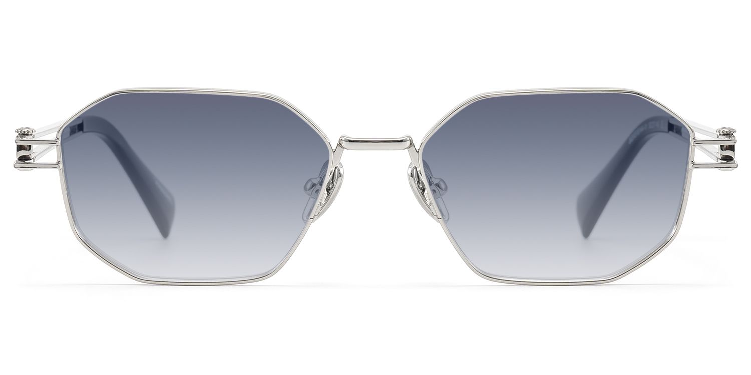 Frame Size of Loos - Silver Geometric Double Wire Sunglasses | Vooglam