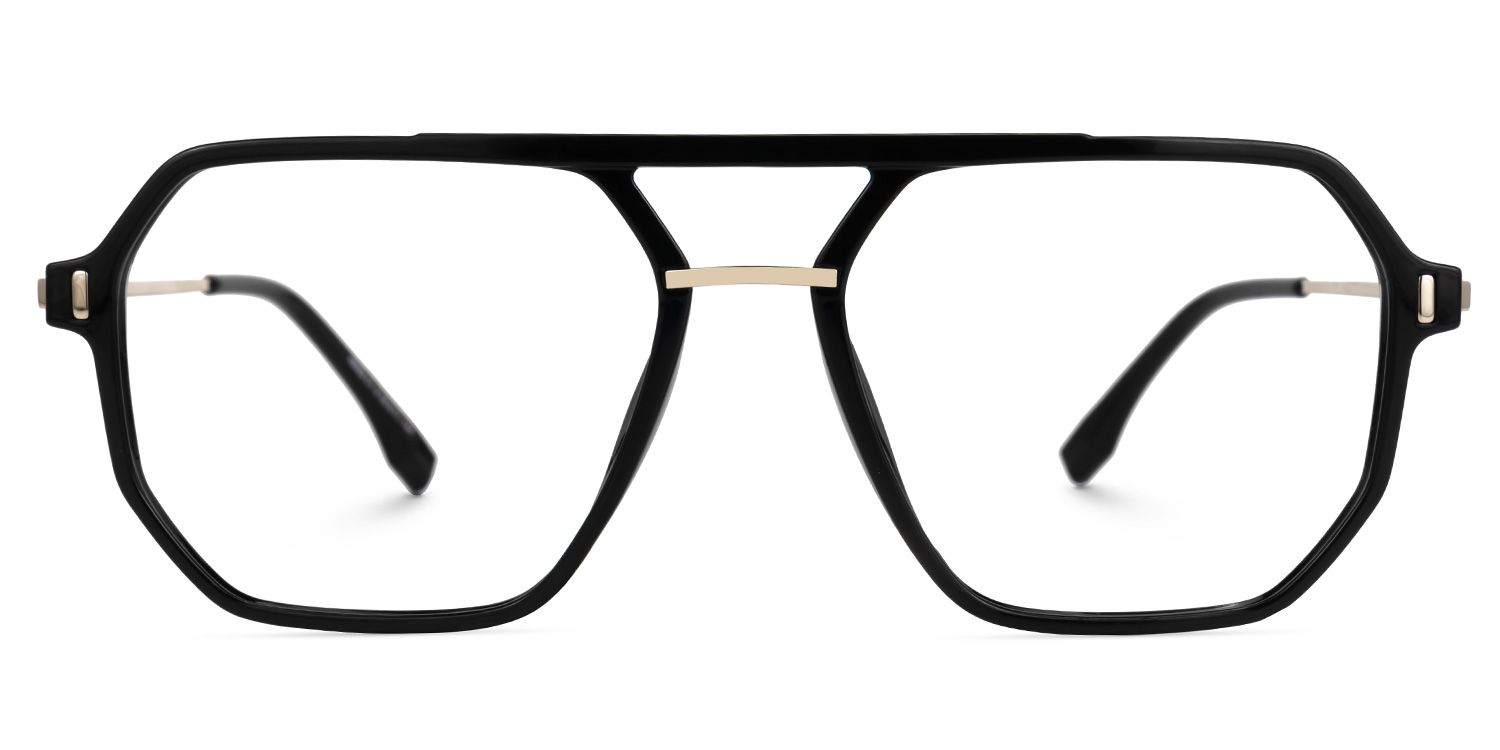 Ebenezer - Aviator Black Eyeglasses | Vooglam Angle View