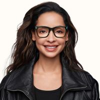 Adinkra - Square Green Eyeglasses | Vooglam On Model 1