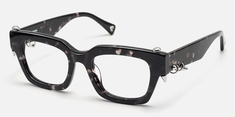 Sabrina - Black Pierced Tortoise Glasses by Vooglam