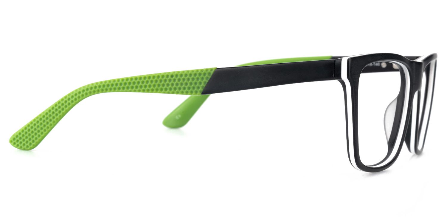 Elettra - Rectangle Green/Black Eyeglasses by Vooglam - Product View 4