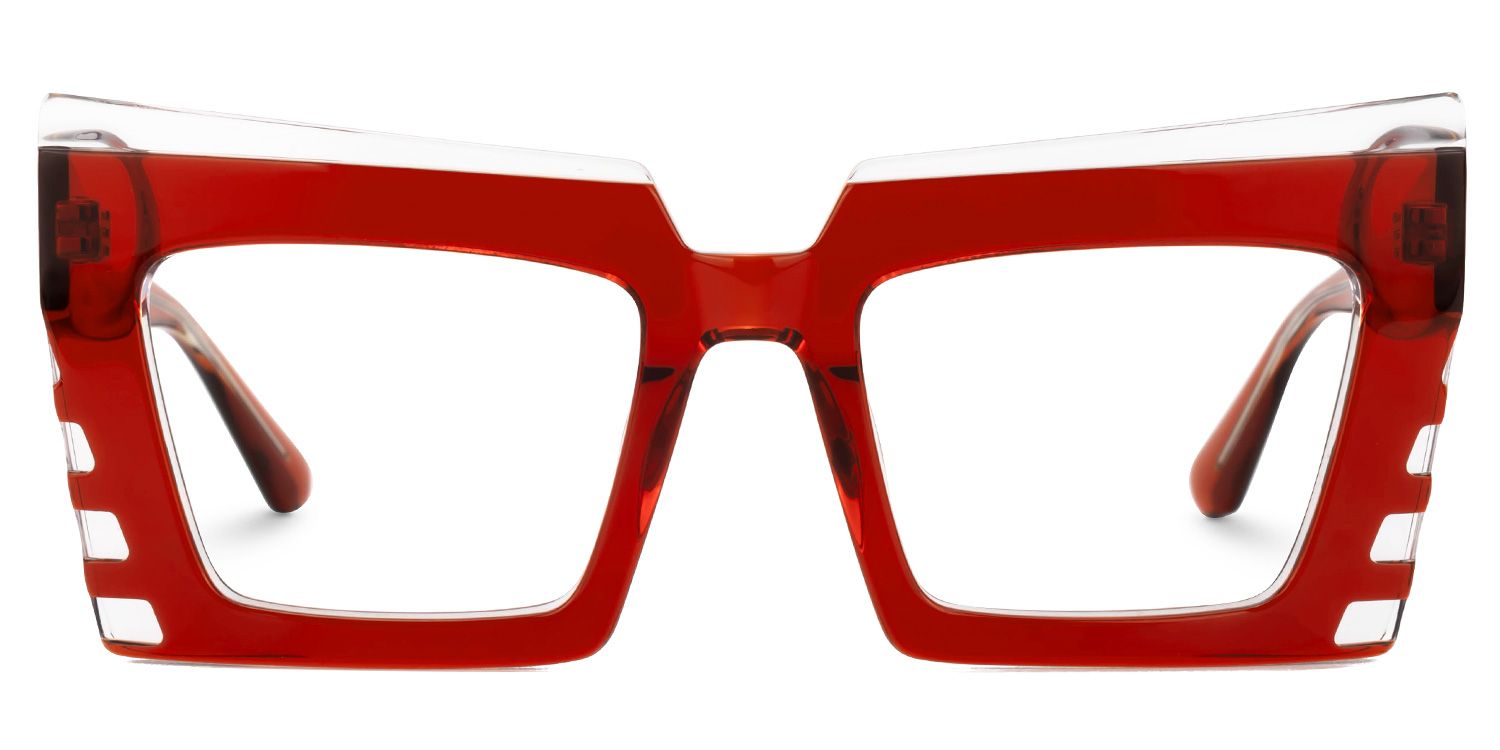 Faylinn - Rectangle Red Eyeglasses | Vooglam Angle View