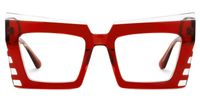 Faylinn - Rectangle Red Eyeglasses | Vooglam Angle View