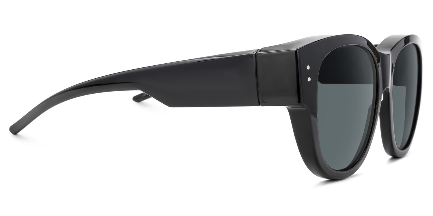 Gaiva - Round Black Fit Over Sunglasses by Vooglam - Product View 4