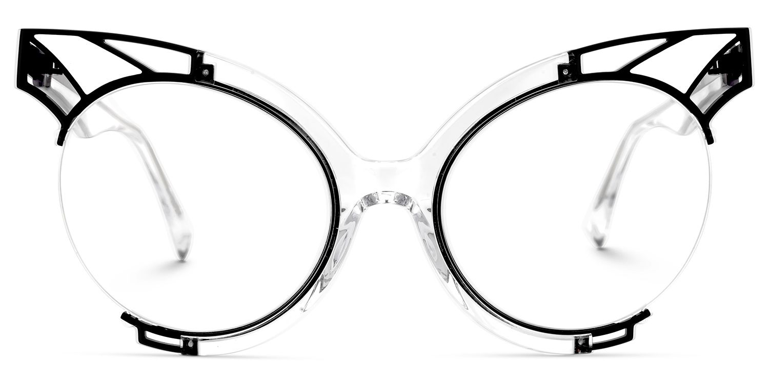 Erika - Round Crystal Eyeglasses | Vooglam Angle View