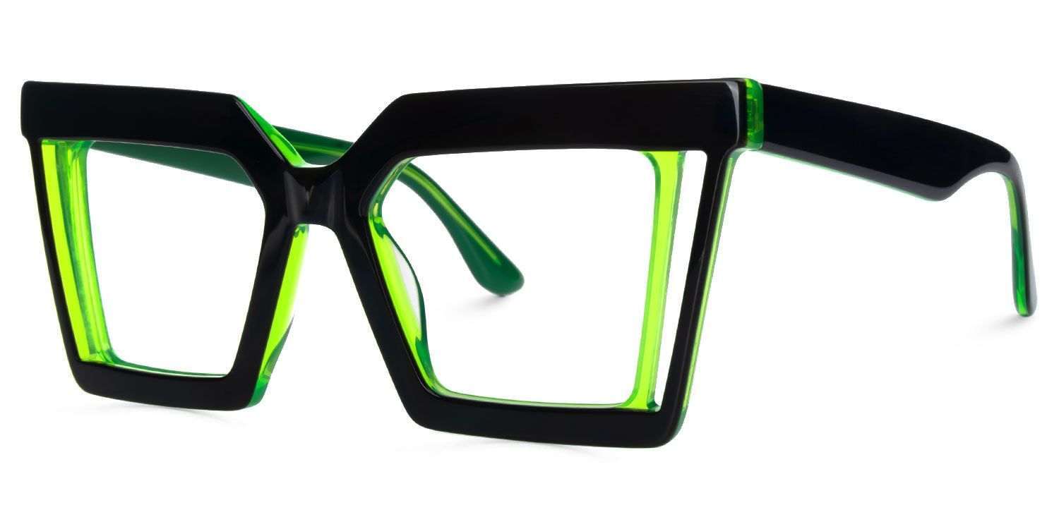 Ekkeko - Square Black Eyeglasses | Vooglam Front View
