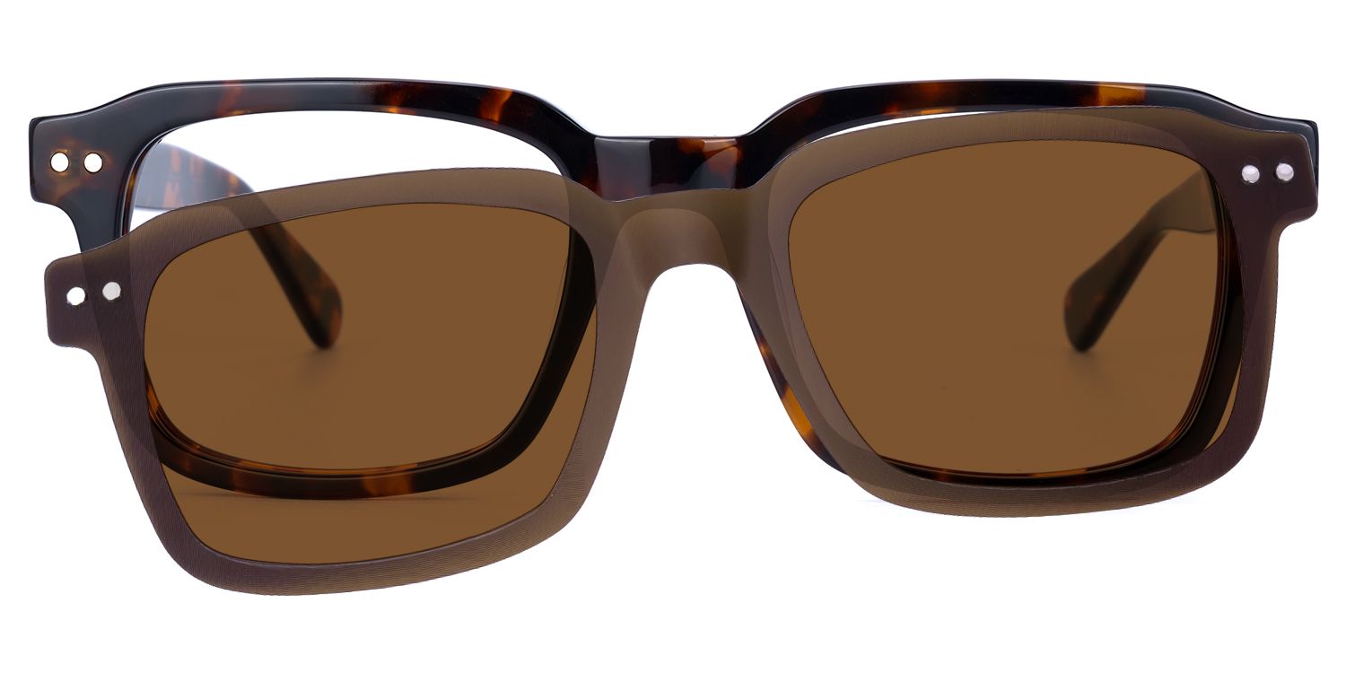 Nafisa - Rectangle Tortoise Sunglasses by Vooglam - Angle View