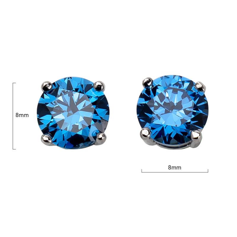 Endearing Sapphire Blue Round Pierced Earrings | Vooglam Angle View