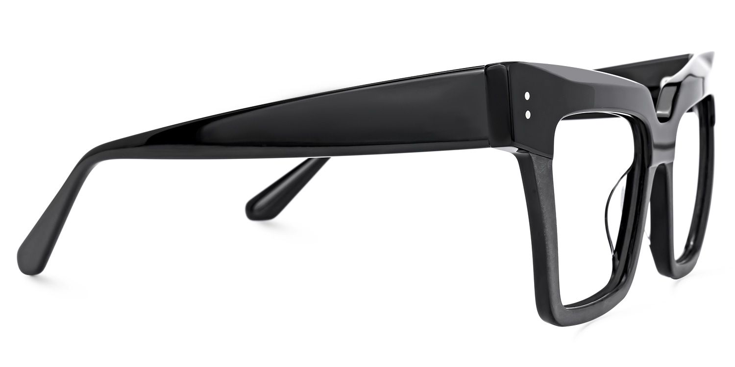 Ibernia - Rectangle Black Eyeglasses by Vooglam - Product View 4
