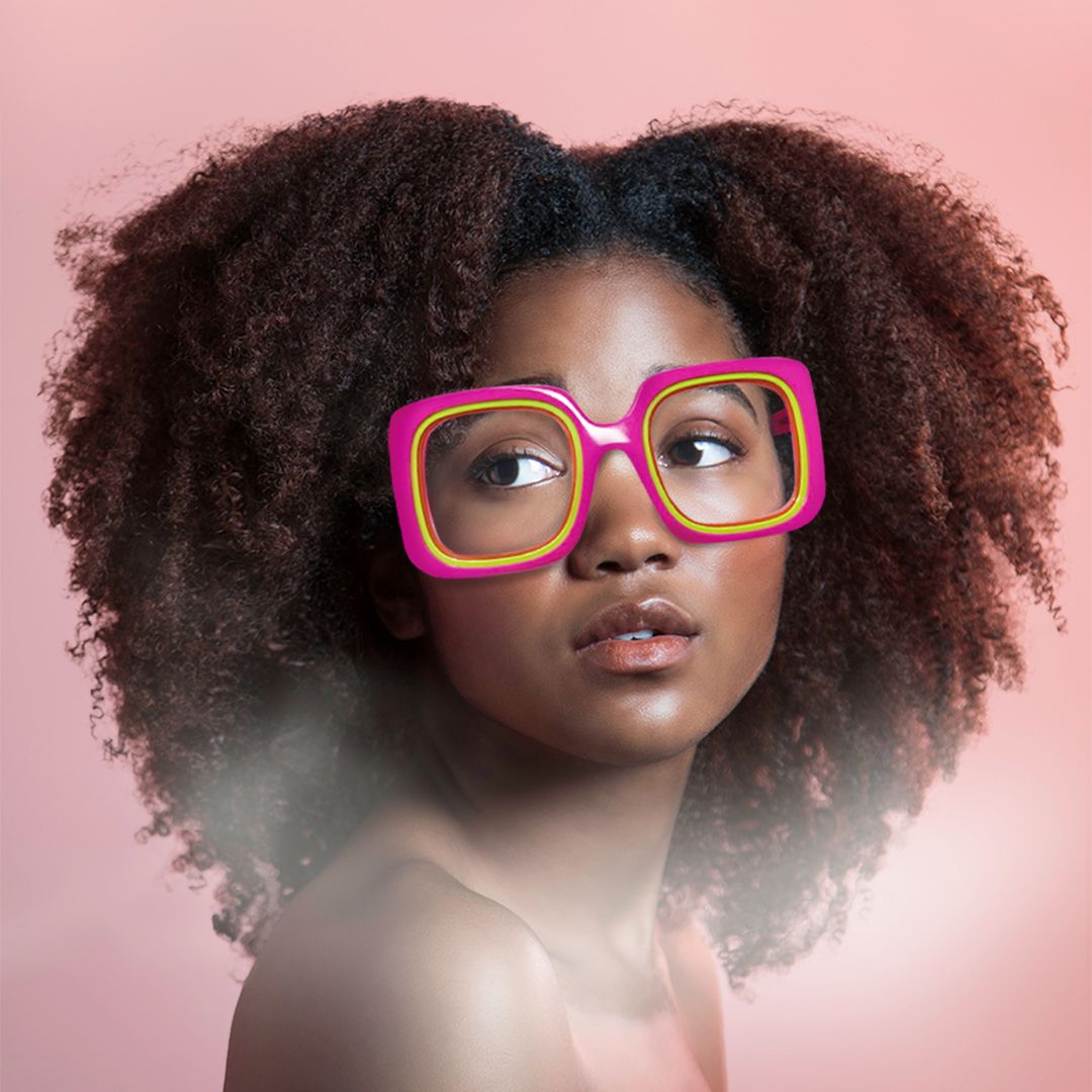Esadowa - Square Pink Eyeglasses | Vooglam On Model