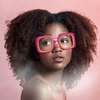 Esadowa - Square Pink Eyeglasses | Vooglam On Model