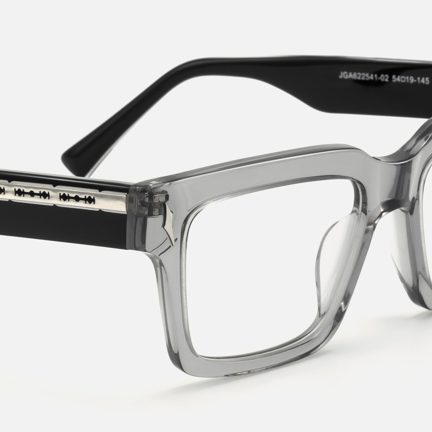 Razor - Transparent Grey Two Tone Glasses | Vooglam Design Details
