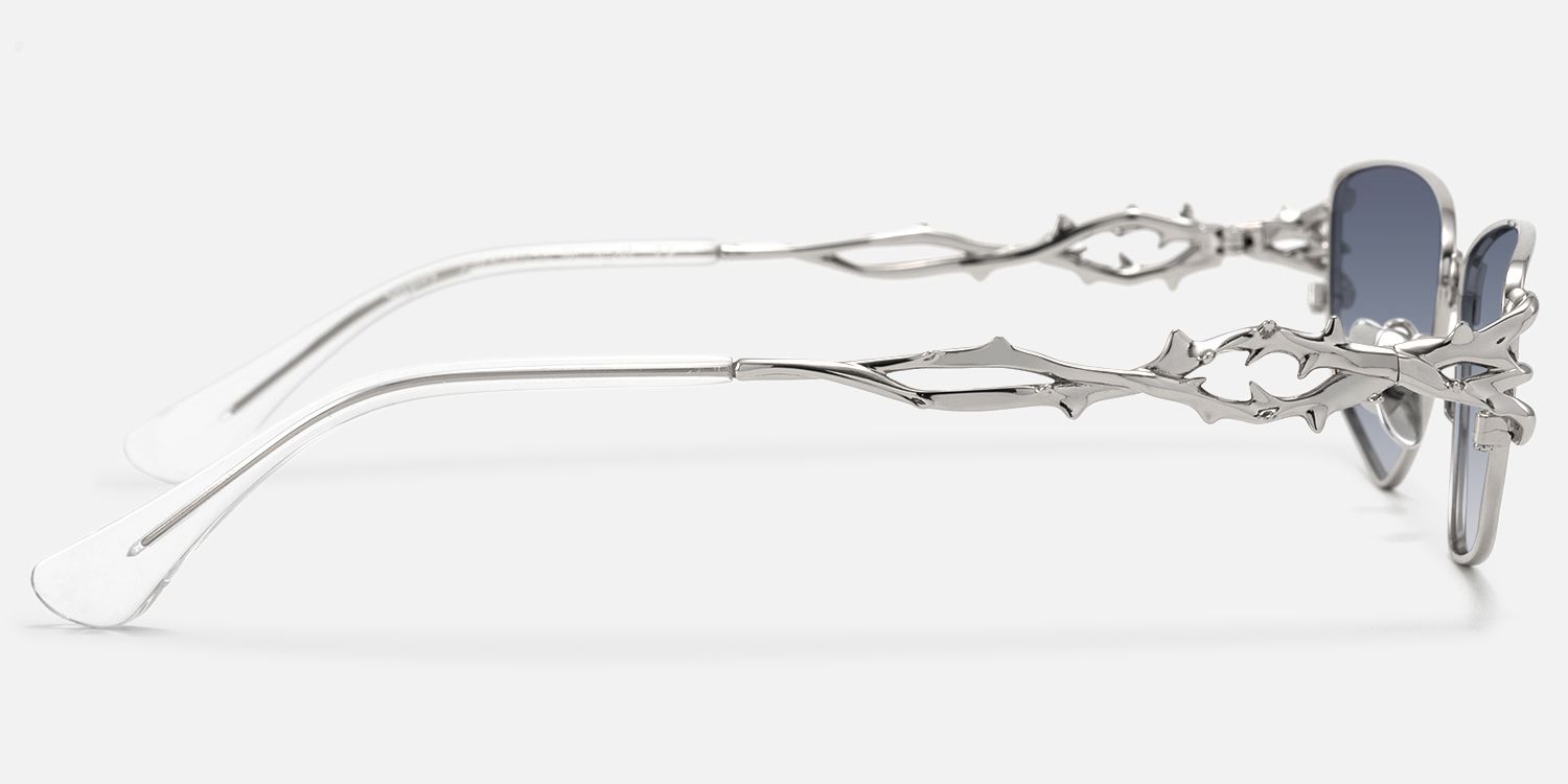 Spine - Silver Thorn Geometric Sunglasses | Vooglam Side View