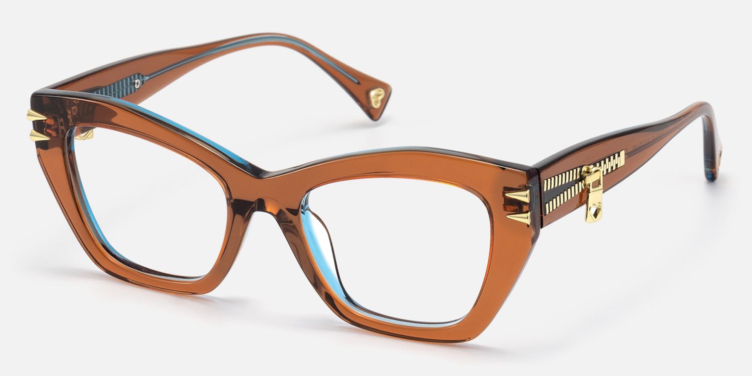 Manon - Cat Eye Brown Eyeglasses | Vooglam Front View