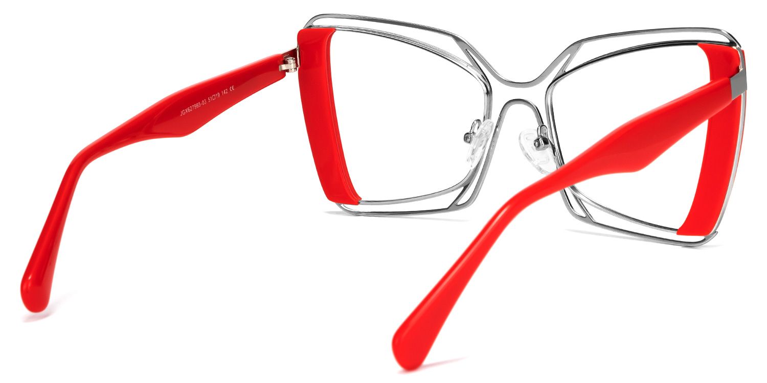 Russell - Square Red Eyeglasses | Vooglam Side View
