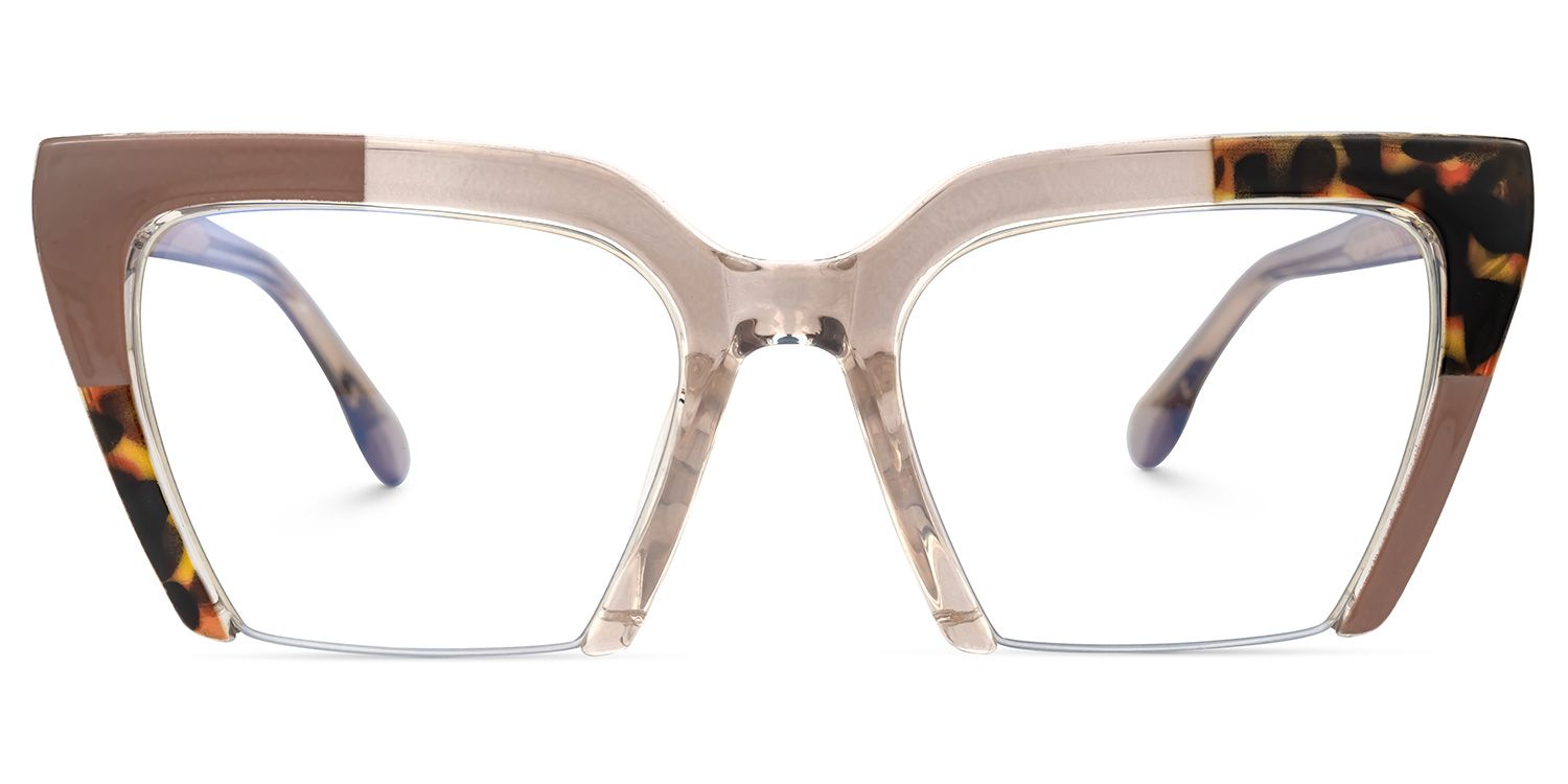 Danyale - Square Brown/Tortoise Eyeglasses by Vooglam - Angle View