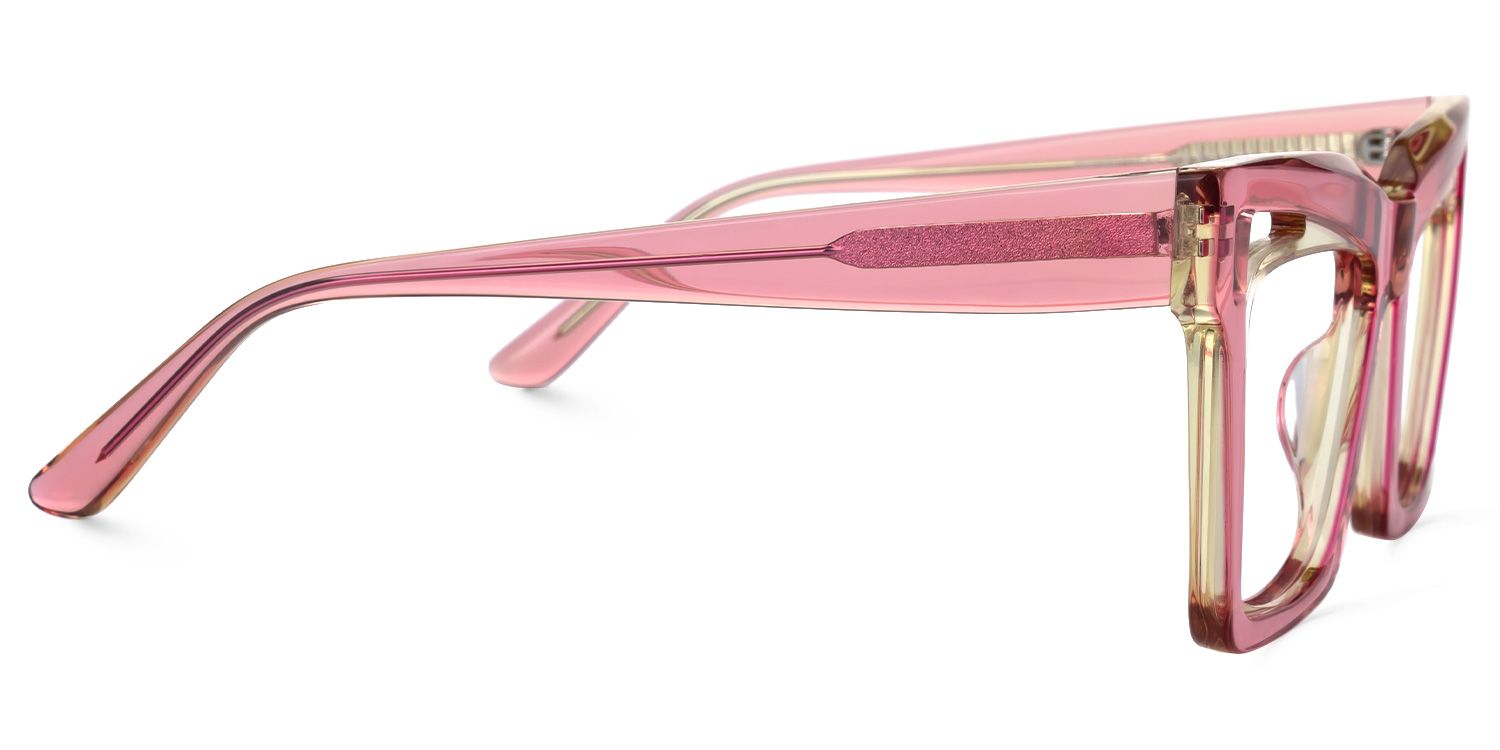 Emberlei - Square Pink Eyeglasses by Vooglam - Product View 4