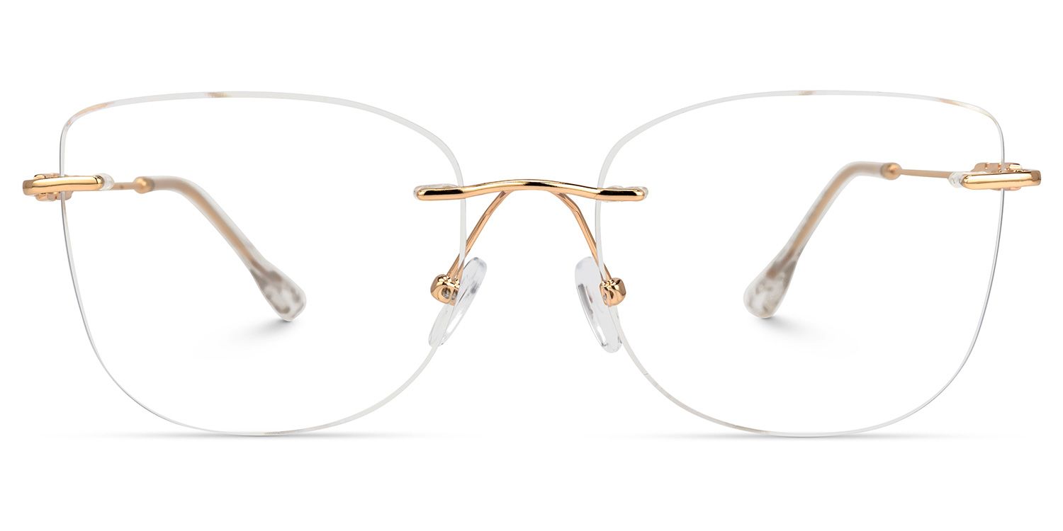 Deena - Square Gold Eyeglasses | Vooglam Angle View