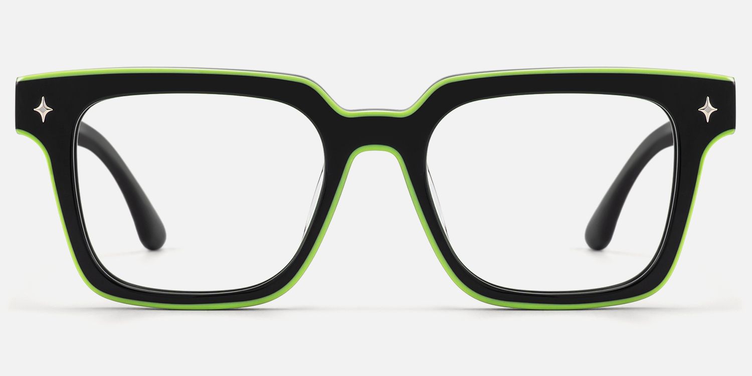 Fractal - Square Black Eyeglasses | Vooglam Angle View
