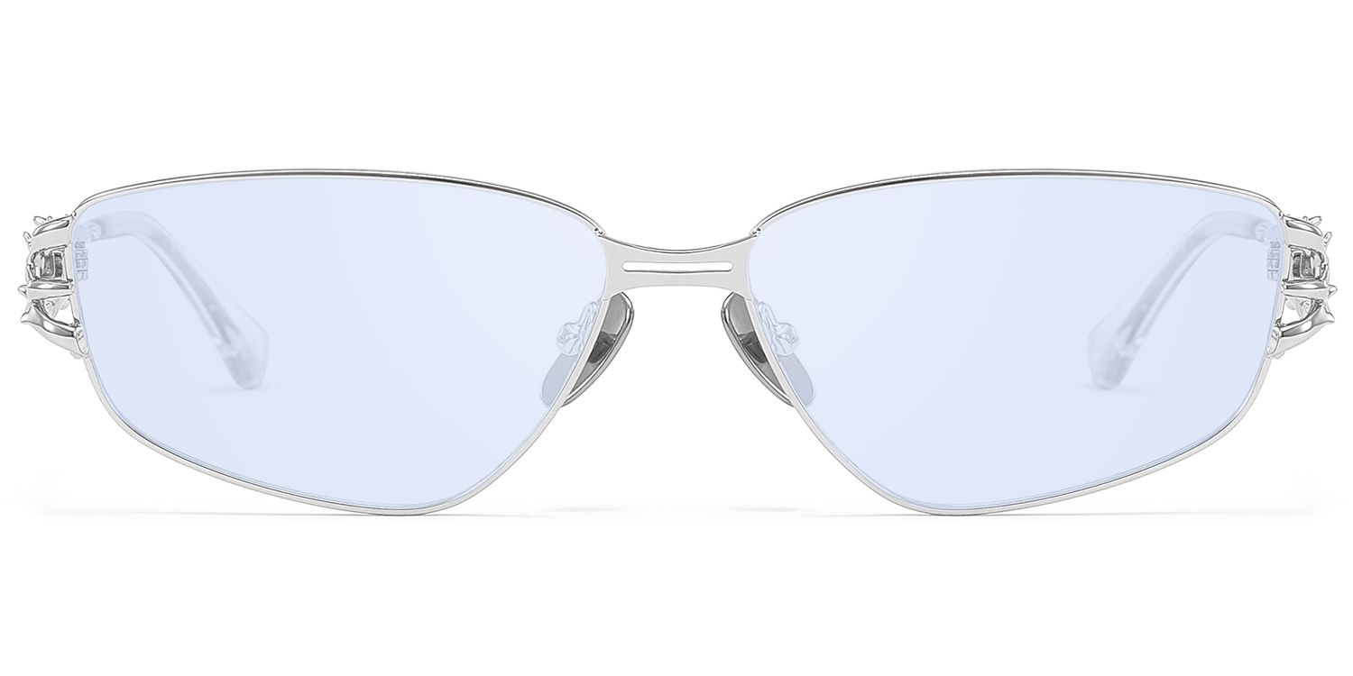 Spine - Silver Light Blue Tint Sunglasses | Vooglam Product Details 1