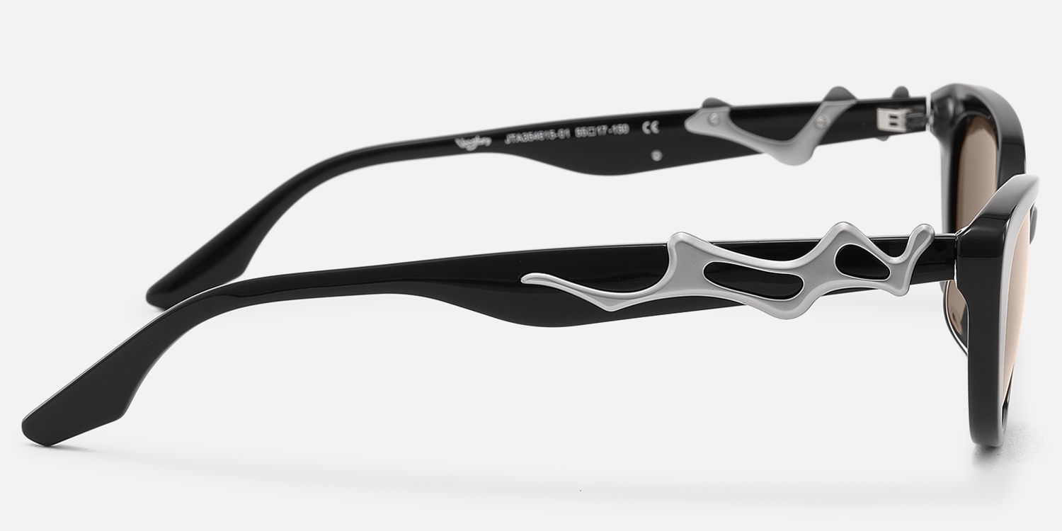 No Fate - Oversized Black Amber Cat Eye Shades | Vooglam Side View