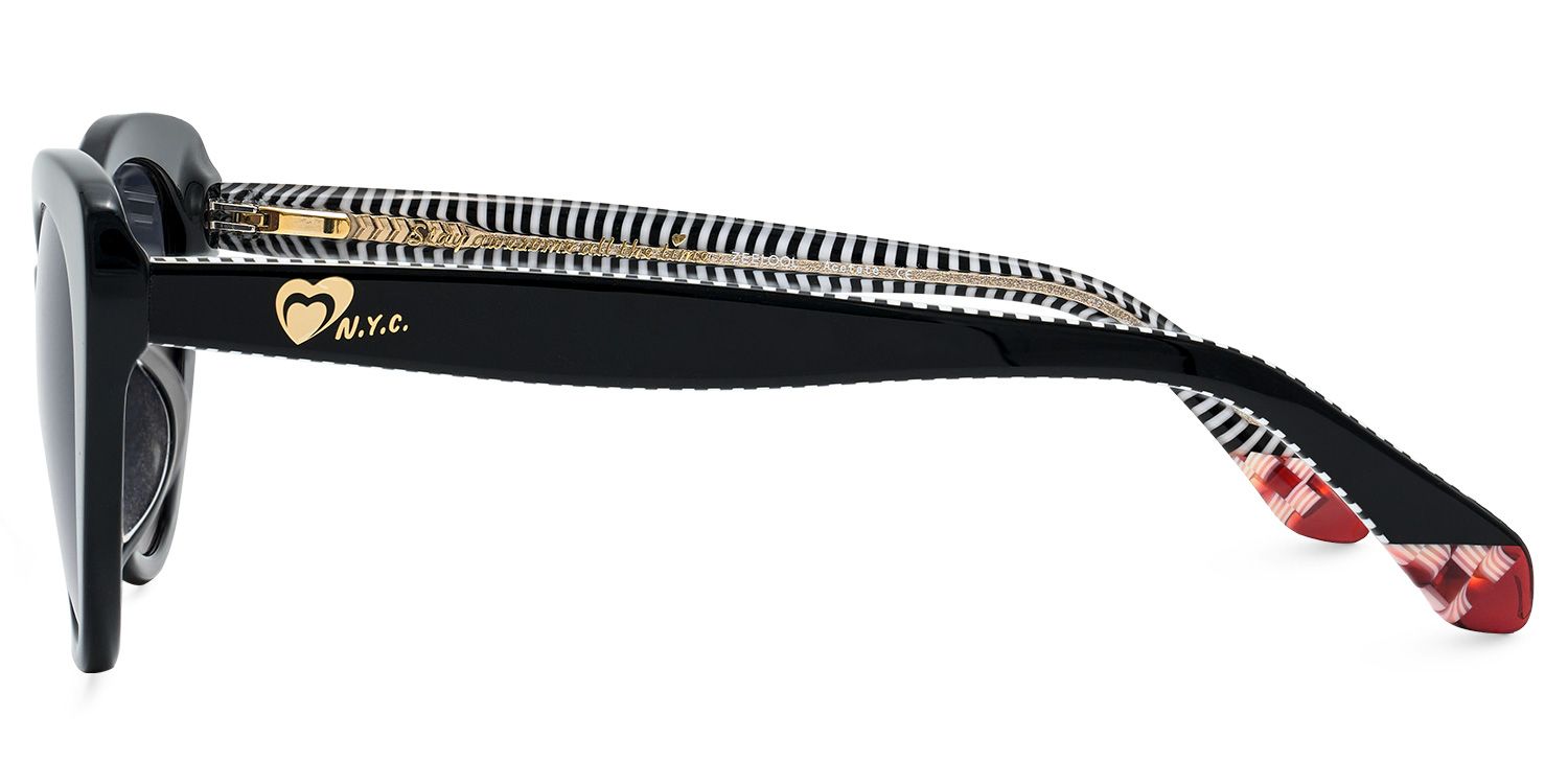 Naira - Cat Eye Black Prescription Sunglasses by Vooglam - Side View