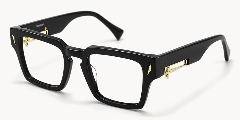 Stiletto - Rectangle Black Eyeglasses