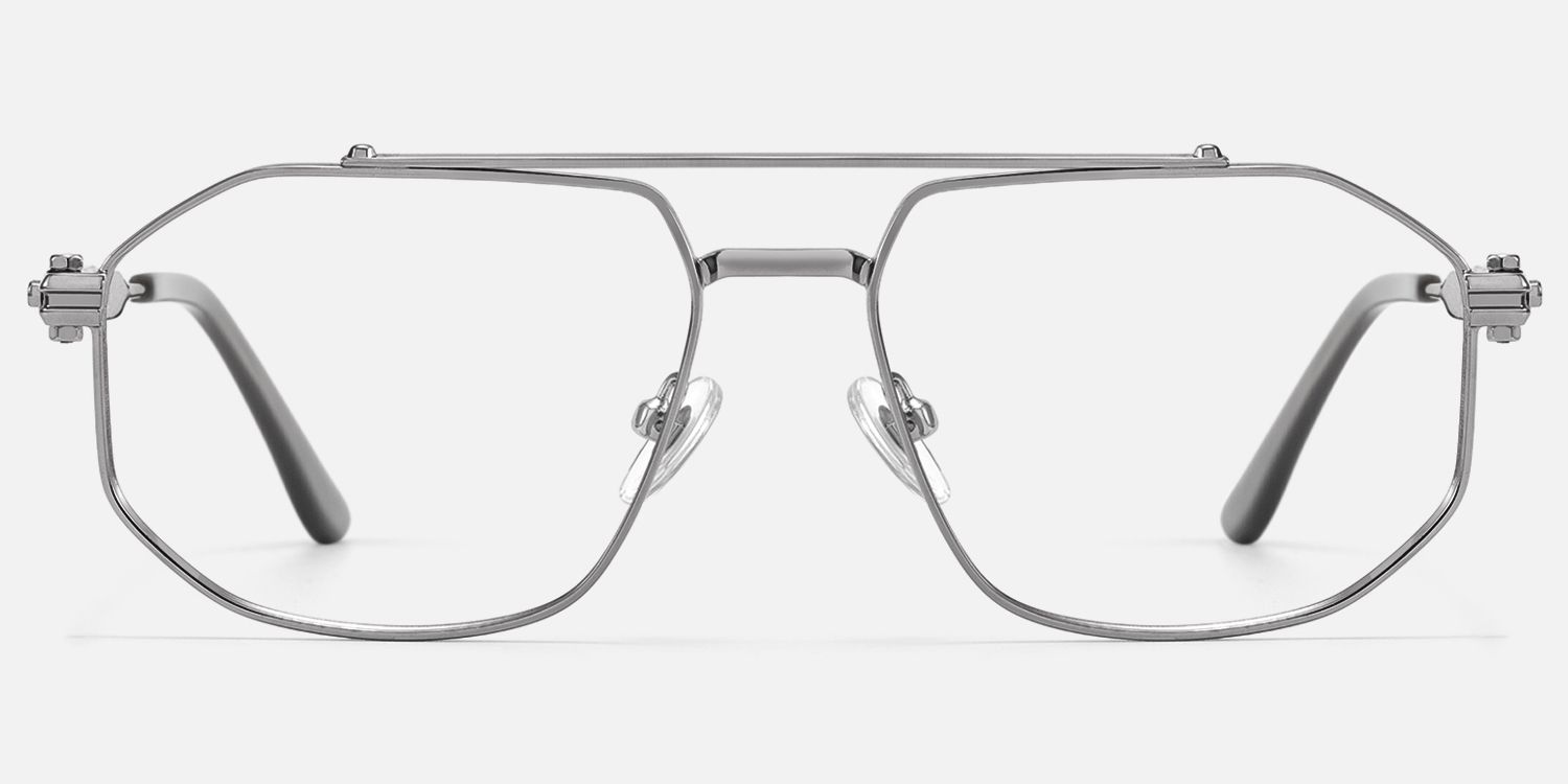 Ando - Light Gunmetal Daily Aviator Glasses | Vooglam Angle View