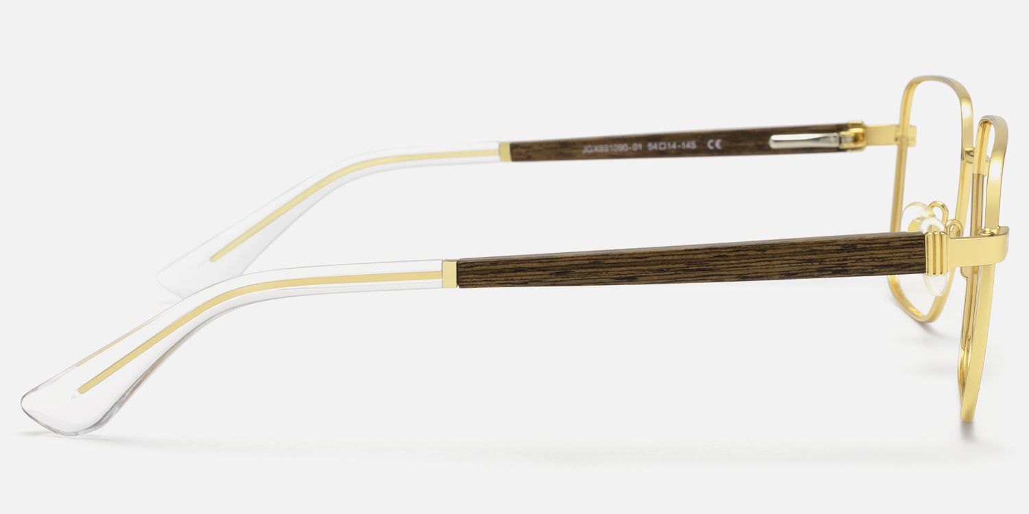Griot - Square Gold Eyeglasses | Vooglam Side View