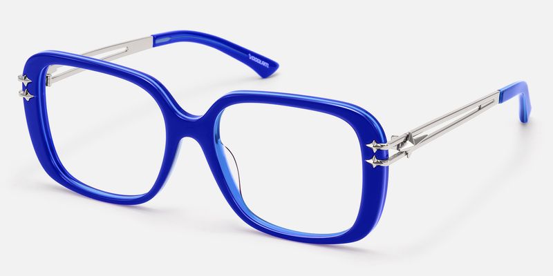 Nova - Bright Blue Star Deco Double Wire Glasses by Vooglam