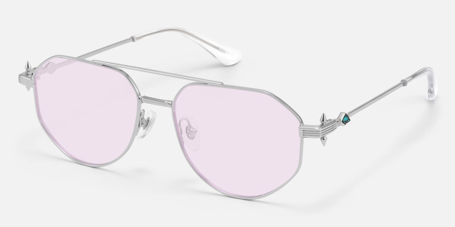 Aegis - Light Purple Tint Aviator Glasses | Vooglam Front View