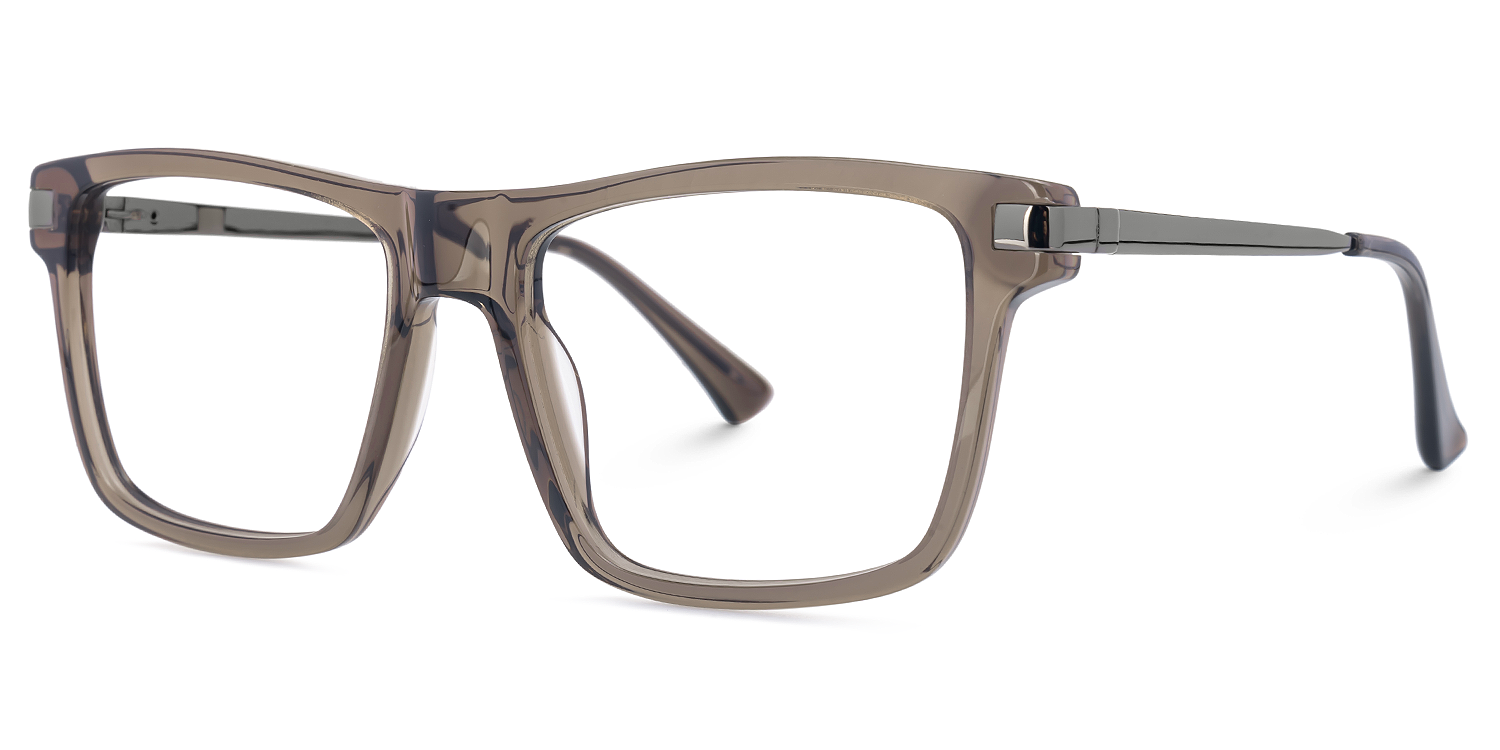 Elkie - Rectangle Brown Eyeglasses | Vooglam Front View