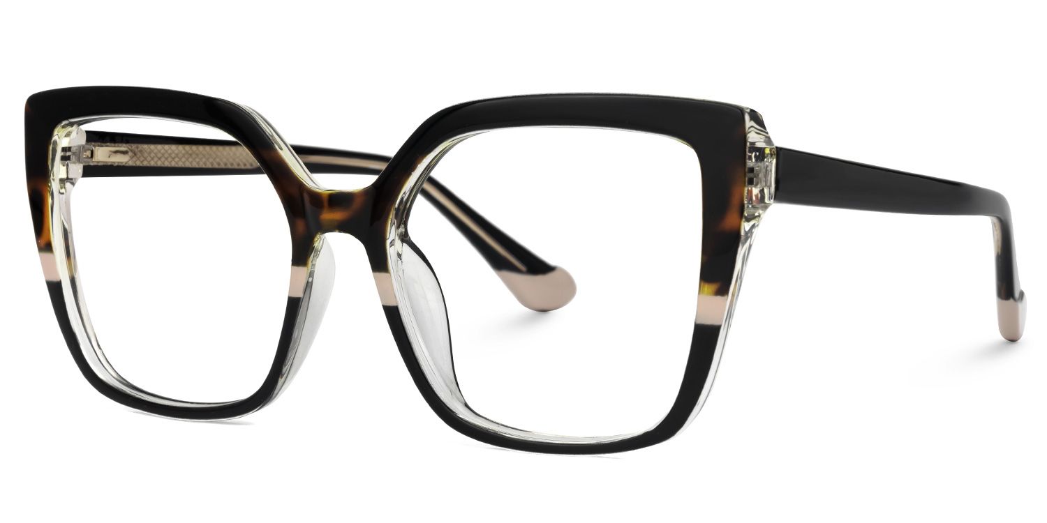 Faizan - Square Black/Tortoise Eyeglasses | Vooglam Front View
