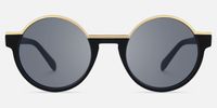 Latina - Retro Round Black & Gold Sunglasses | Vooglam Angle View