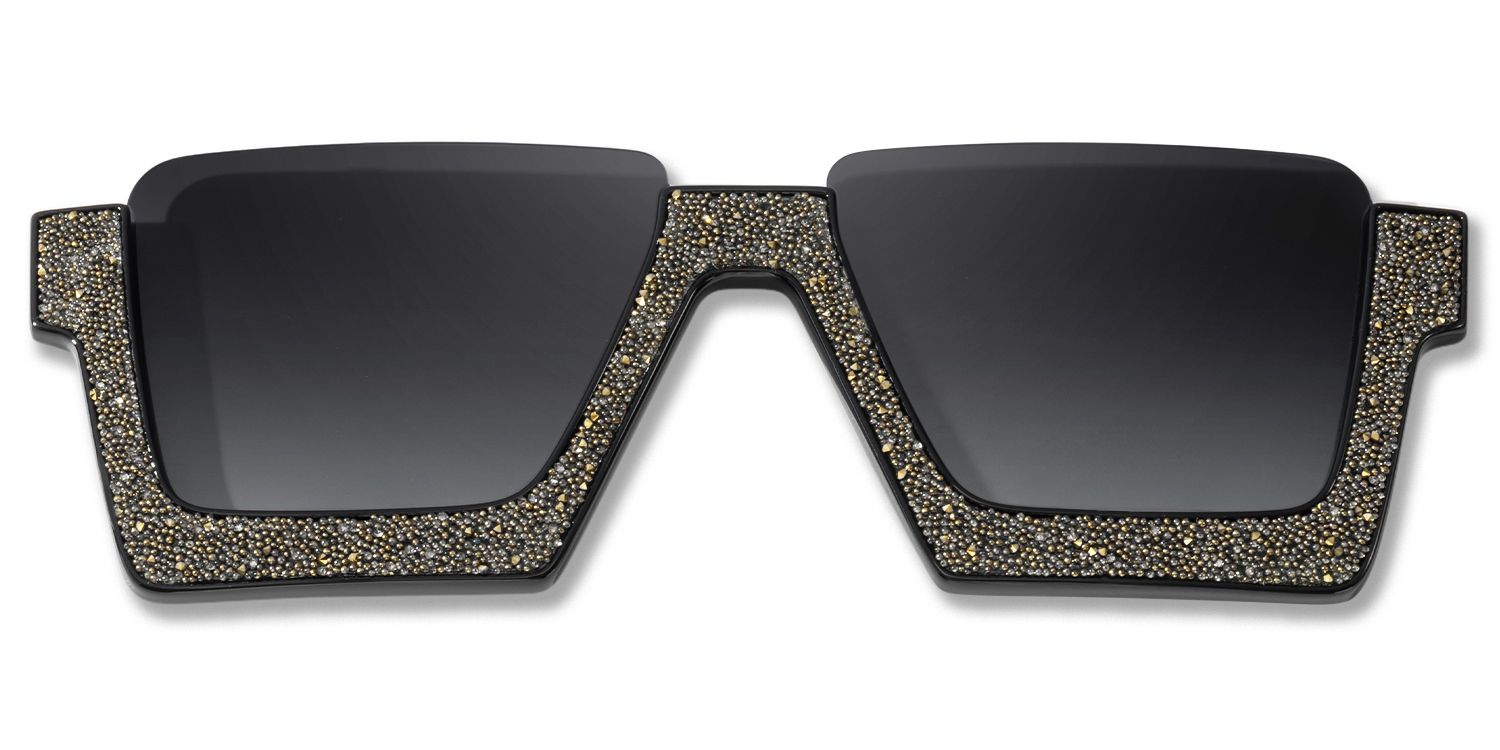 Dardhan - Rectangle Black/Gold Sunglasses | Vooglam Front View