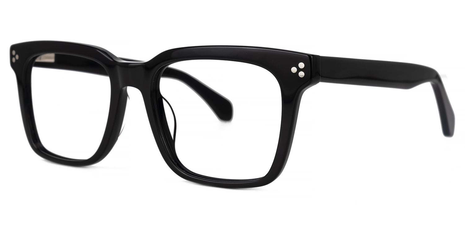 Derora - Rectangle Black Eyeglasses by Vooglam - Front View