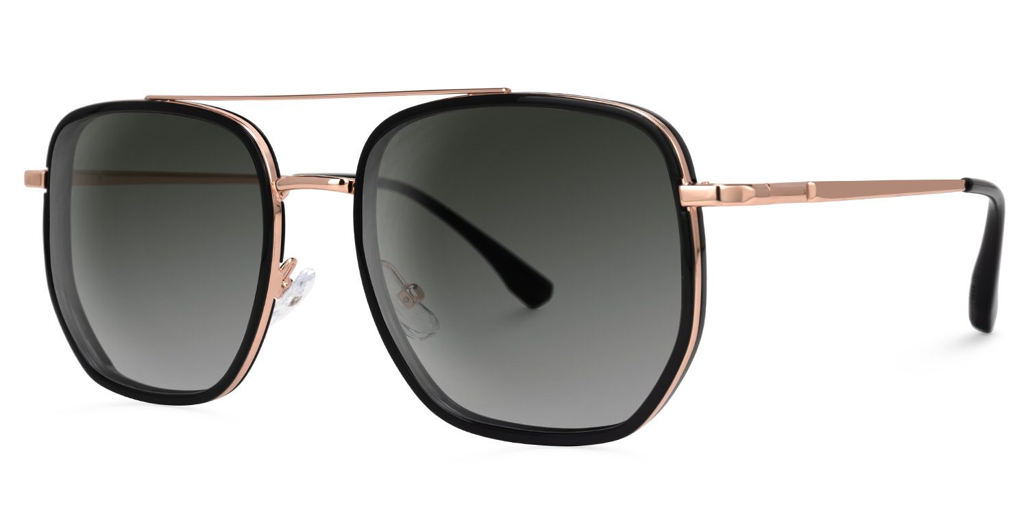 Eiko - Aviator Black Sunglasses | Vooglam Front View
