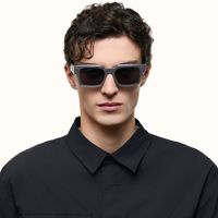 The Programmer - Rectangle Silver Sunglasses | Vooglam On Model 2