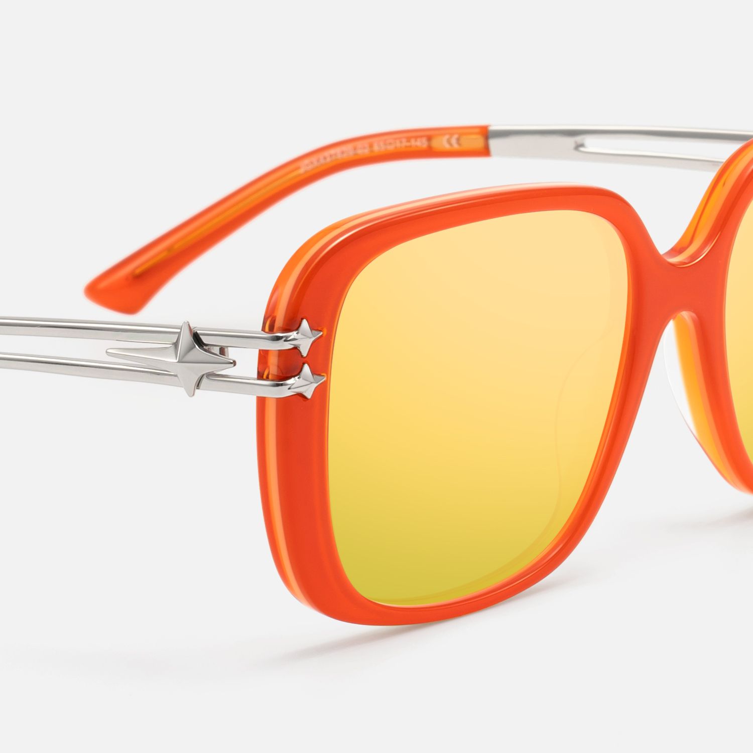 Nova - Bright Orange Gold Mirrored Wire Sunnies by Vooglam - Design Details