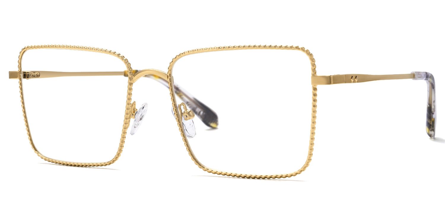 Gadiel - Square Gold Eyeglasses by Vooglam - Front View