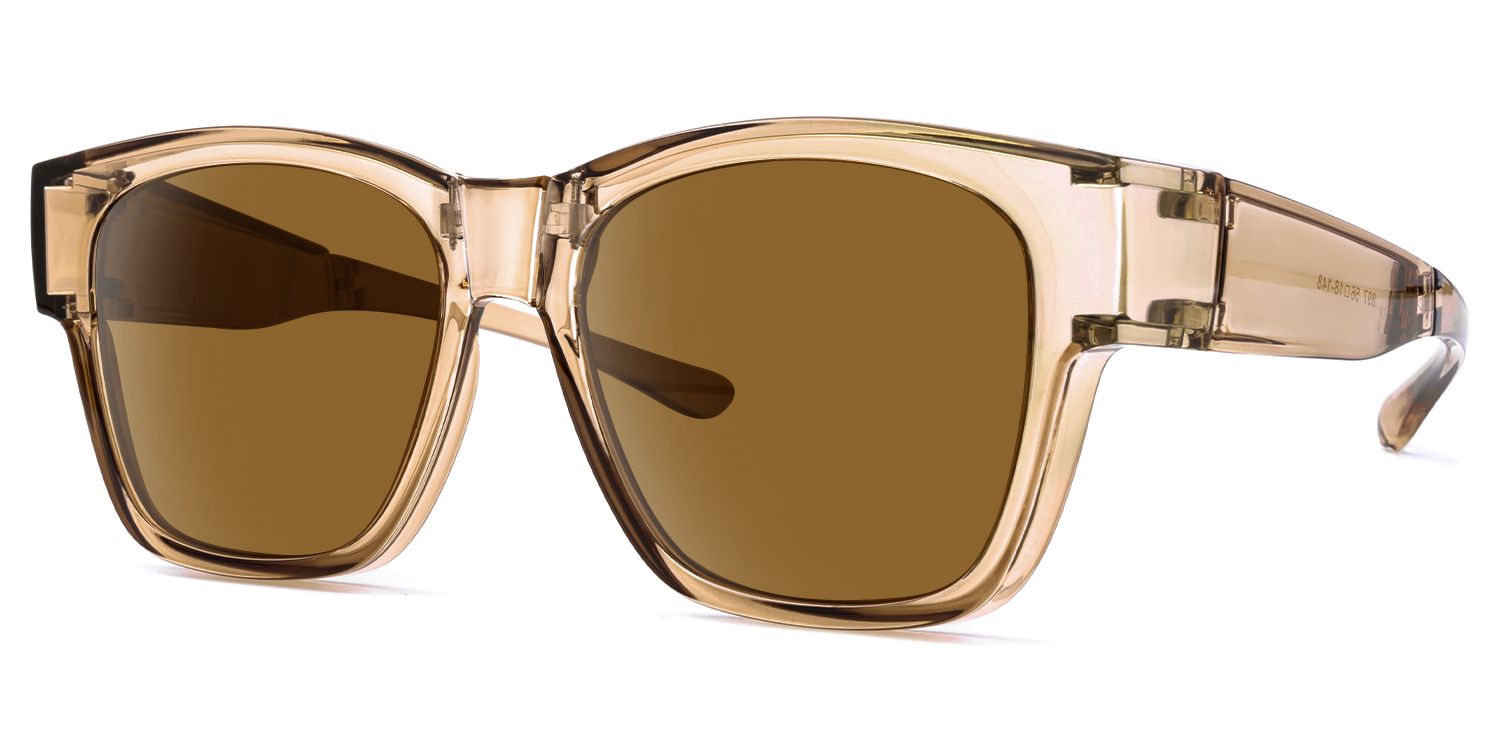 Macy - Square Champagne Fit Over Sunglasses | Vooglam Front View