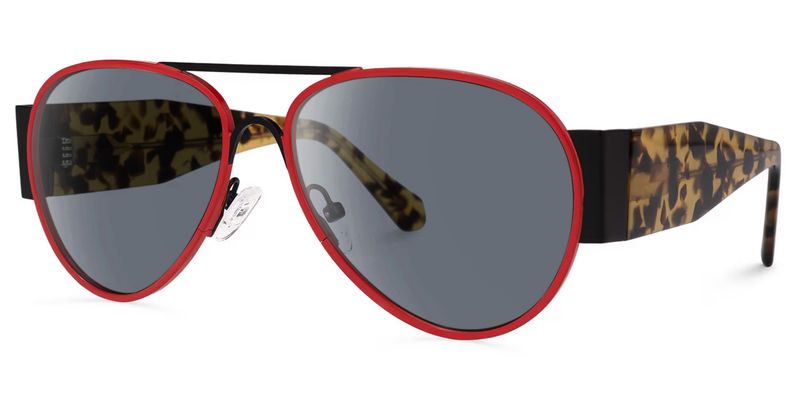 Novoa - Bold Aviator Sunglasses Tortoiseshell Temples