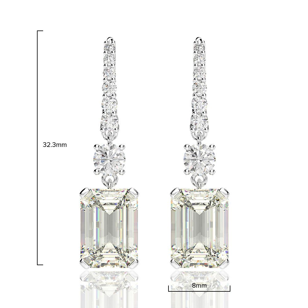 Versatile Diamond White Square Pierced Earrings by Vooglam - Angle View