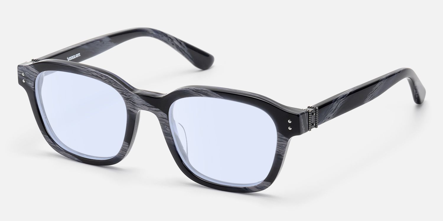Rainier - Blue Lens Dark Blue Horn Sunglasses | Vooglam Front View