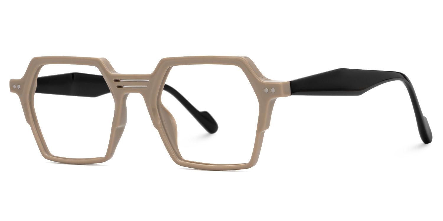 Hachiro - Geometric Brown Eyeglasses | Vooglam Front View