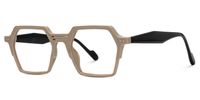 Hachiro - Geometric Brown Eyeglasses | Vooglam Front View