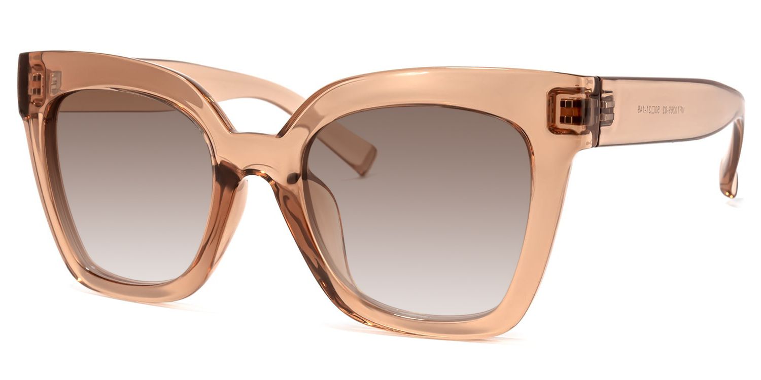 Naila - Square Tawny Sunglasses│Vooglam - Front View