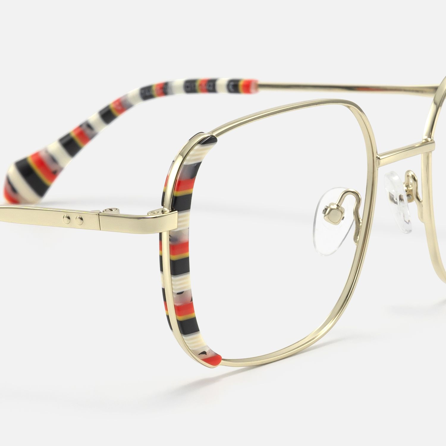 Milana - Square Black/Red Eyeglasses | Vooglam Design Details